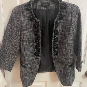Talbots Women's Black and White Plaid Blazer